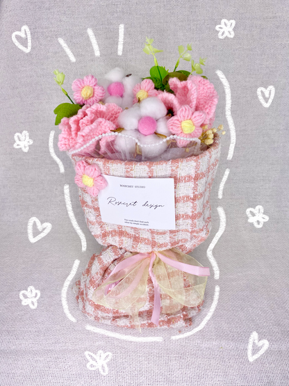 Pink Carnation Knitted Bouquet